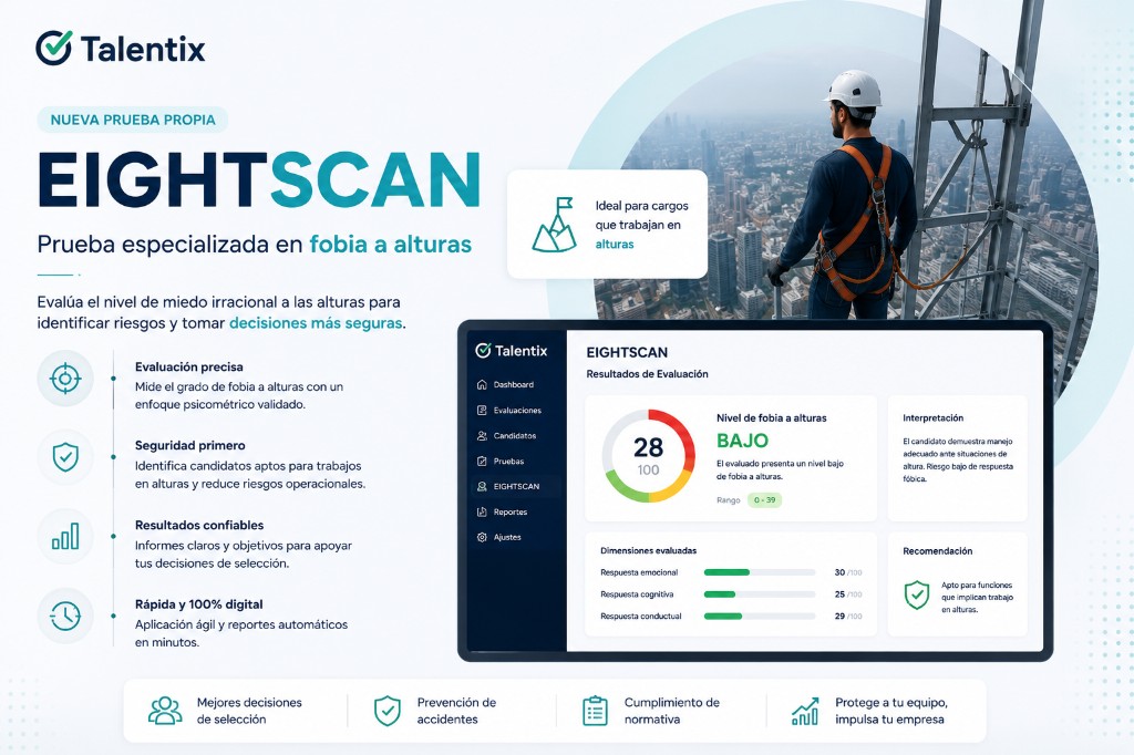 Promoción EIGHTSCAN: prueba propia de fobia a alturas con resultados y dimensiones evaluadas
